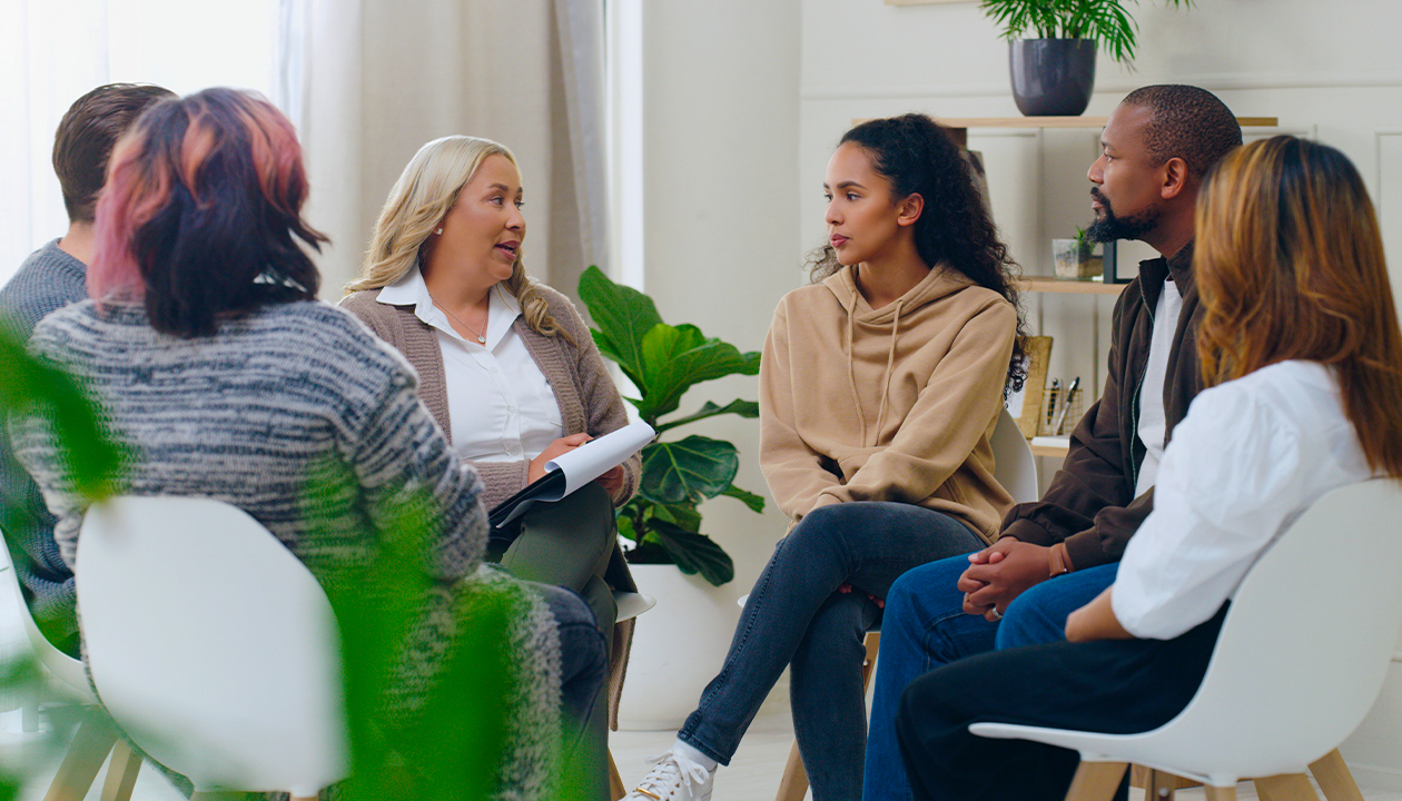 People participating in supportive group therapy